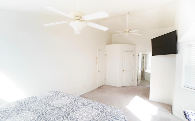 398 S 900 E, Smithfield, UT 84335 - unfurnished bedroom with carpet floors, baseboards, ceiling fan, and high vaulted ceiling