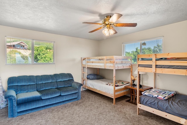 27 Lake W Cir, Fish Haven, ID 83287 - carpeted bedroom featuring a textured ceiling and a ceiling fan