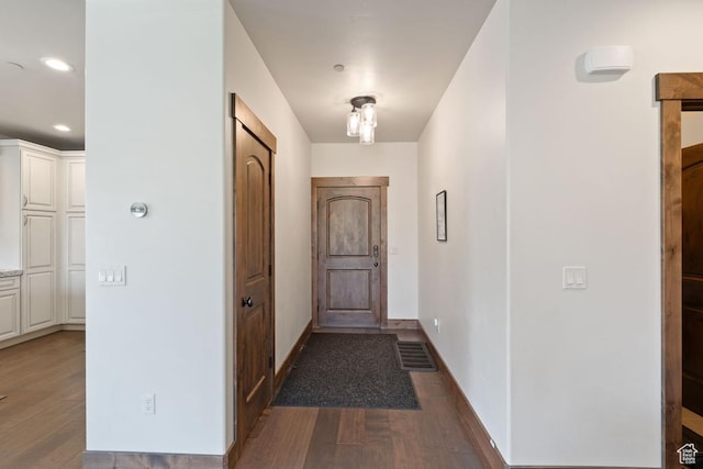 14311 N Buck Horn Trl Unit 42N, Kamas, UT 84036 - doorway featuring dark wood finished floors, recessed lighting, and baseboards