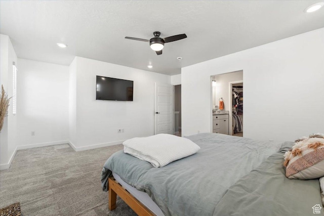 4376 W Bromwell Ct, Lehi, UT 84043 - carpeted bedroom featuring baseboards, a spacious closet, recessed lighting, and a ceiling fan