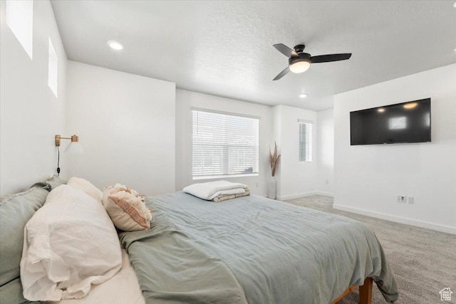 4376 W Bromwell Ct, Lehi, UT 84043 - bedroom with light carpet, baseboards, ceiling fan, and recessed lighting