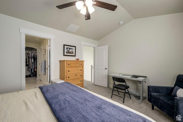 2068 N 3830 W, Lehi, UT 84043 - carpeted bedroom featuring lofted ceiling, a spacious closet, and ceiling fan