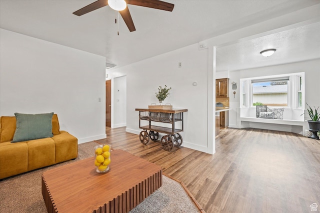 430 W 550 N, Logan, UT 84321 - living area featuring a ceiling fan, wood finished floors, and baseboards