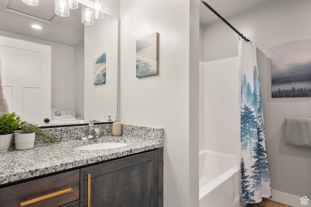 150 W Seasons Loop Unit 3, Garden City, UT 84028 - bathroom with vanity, recessed lighting, and shower / bath combination with curtain