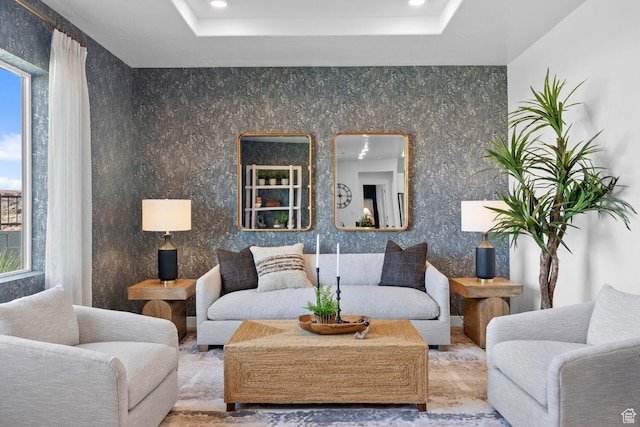 3719 E Padre Cv Unit 4092, Washington, UT 84780 - living area featuring a raised ceiling and recessed lighting