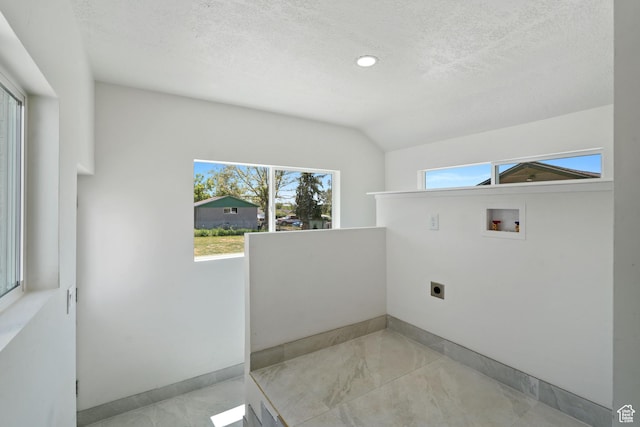 905 N 100 E, Pleasant Grove, UT 84062 - washroom with hookup for an electric dryer, washer hookup, a textured ceiling, baseboards, and recessed lighting