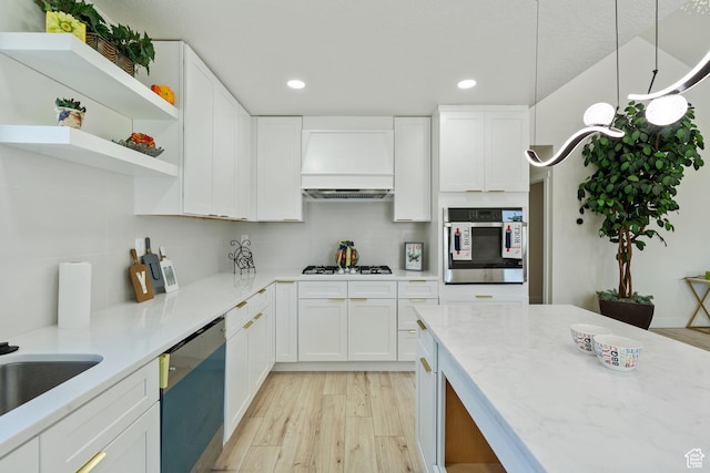 905 N 100 E, Pleasant Grove, UT 84062 - kitchen featuring oven, dishwashing machine, recessed lighting, white gas stovetop, and white cabinets