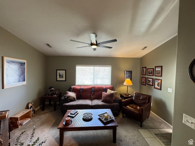 3996 S 855 E # B E, Millcreek, UT 84107 - living area with carpet floors, ceiling fan, vaulted ceiling, and baseboards