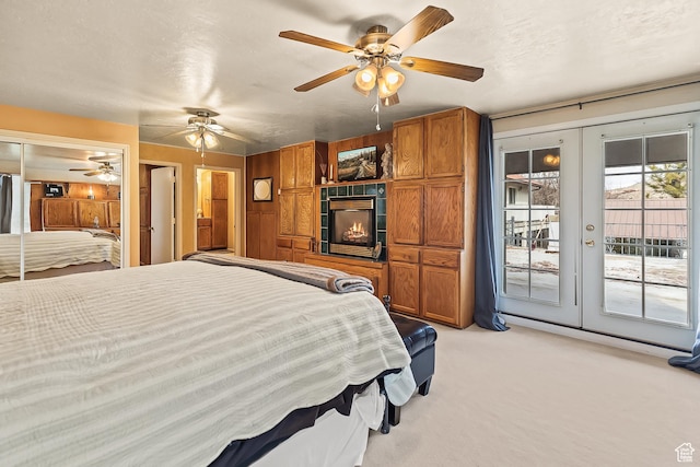 154 E 950 N, Glenwood, UT 84730 - bedroom with access to outside, light carpet, and ceiling fan