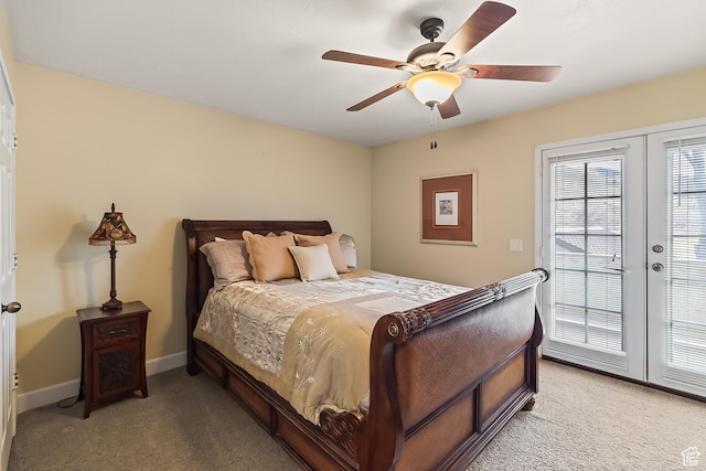 154 E 950 N, Glenwood, UT 84730 - bedroom featuring light colored carpet, access to exterior, baseboards, and a ceiling fan