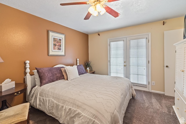 154 E 950 N, Glenwood, UT 84730 - bedroom featuring multiple windows, carpet floors, access to exterior, and ceiling fan