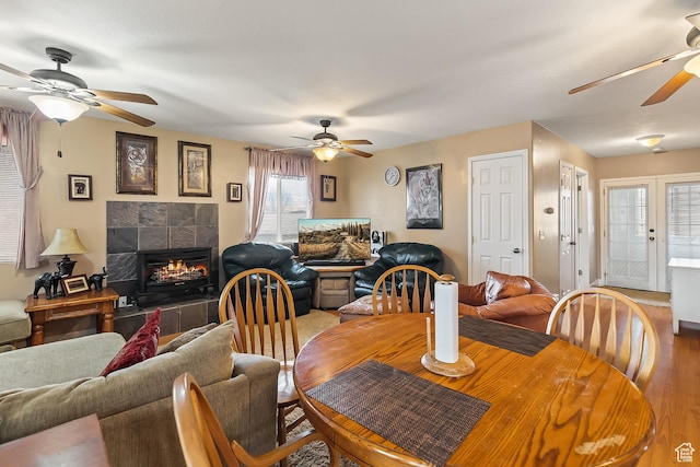 154 E 950 N, Glenwood, UT 84730 - dining space with a ceiling fan and wood finished floors