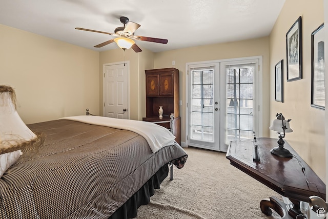 154 E 950 N, Glenwood, UT 84730 - bedroom with access to outside, light colored carpet, ceiling fan, and french doors