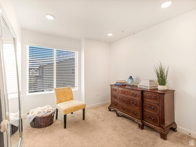 1512 W Fiore St, Farmington, UT 84025 - sitting room featuring light carpet, baseboards, and recessed lighting