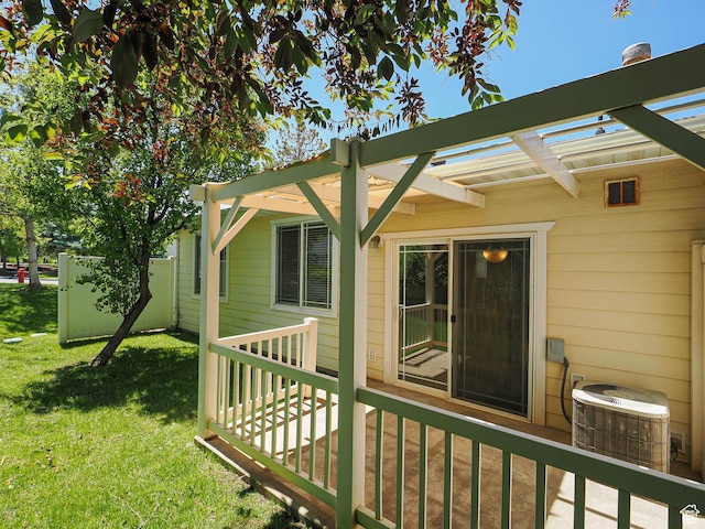 130 Bamberger Rd, North Salt Lake, UT 84054 - wooden deck with central AC, a yard, and a pergola
