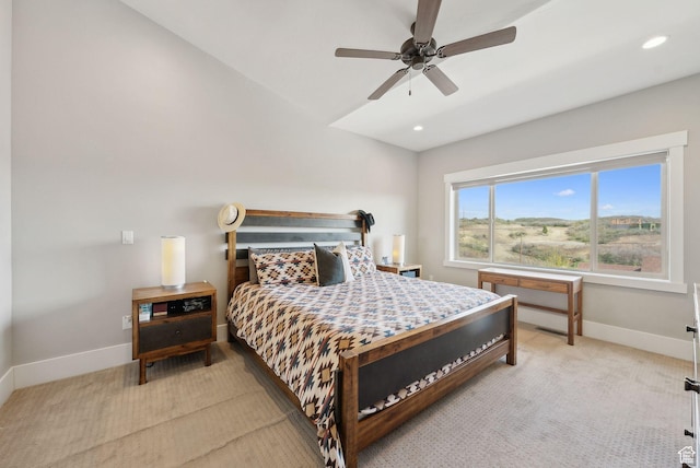 1757 E Longview Dr Unit 87, Hideout, UT 84036 - bedroom with baseboards, light carpet, ceiling fan, and recessed lighting