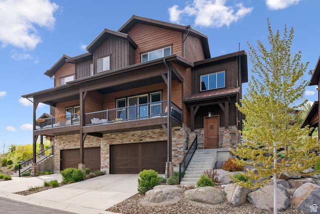 1757 E Longview Dr Unit 87, Hideout, UT 84036 - view of front of home featuring stone siding, stairs, and driveway