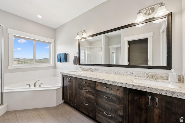 1757 E Longview Dr Unit 87, Hideout, UT 84036 - full bathroom featuring double vanity, a bath, and a shower stall