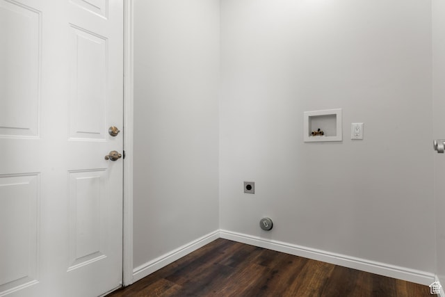 8793 S Mountain Vista Dr, West Jordan, UT 84081 - washroom with hookup for an electric dryer, dark wood-type flooring, baseboards, and hookup for a washing machine