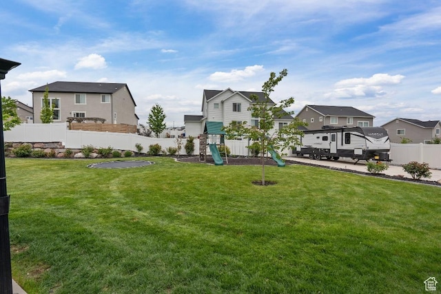 1407 W Fort Rock Dr, Saratoga Springs, UT 84045 - view of yard featuring a playground, a residential view, and a patio area