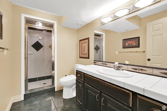 6782 S Courtland Ave, Cottonwood Heights, UT 84121 - full bathroom with vanity, toilet, a shower stall, and baseboards