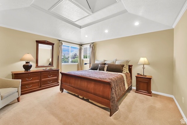 6782 S Courtland Ave, Cottonwood Heights, UT 84121 - bedroom with light carpet, recessed lighting, baseboards, and ornamental molding