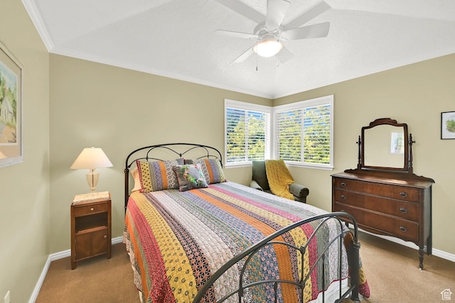 6782 S Courtland Ave, Cottonwood Heights, UT 84121 - carpeted bedroom with baseboards, ceiling fan, and ornamental molding
