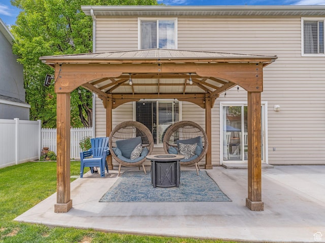 5472 Ardennes Way, Stansbury Park, UT 84074 - view of patio / terrace with a gazebo and a fire pit