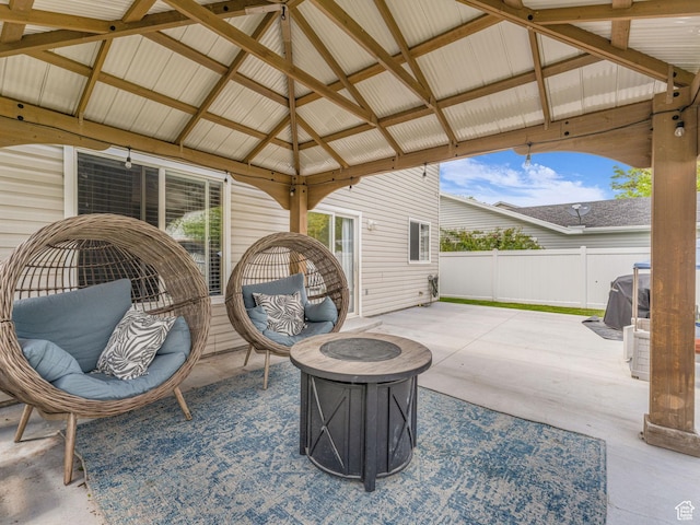5472 Ardennes Way, Stansbury Park, UT 84074 - view of patio featuring an outdoor fire pit and a gazebo