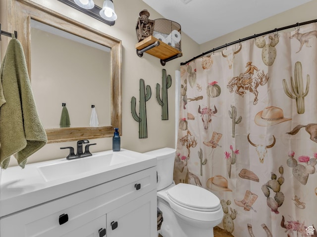 5472 Ardennes Way, Stansbury Park, UT 84074 - bathroom featuring toilet, vanity, and a shower with curtain