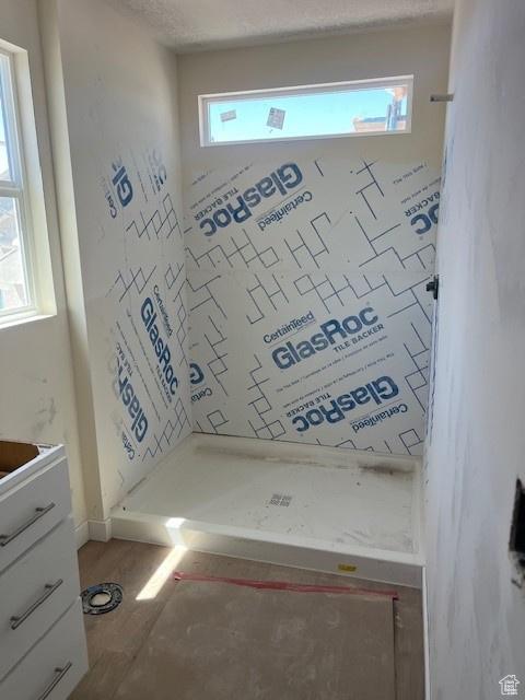 436 W Sapphire Dr Unit 7013, Tooele, UT 84074 - bathroom featuring plenty of natural light, a shower, and wood finished floors