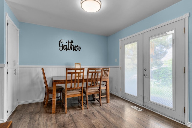 165 N 800 E, American Fork, UT 84003 - dining room with french doors, wainscoting, and wood finished floors
