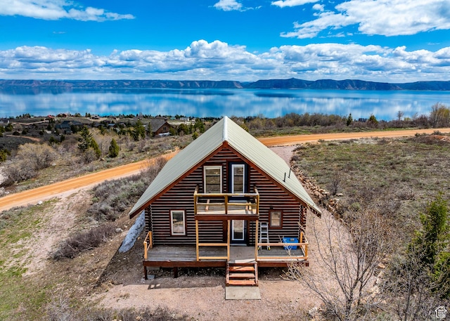 395 Hickock Dr Unit 309, Fish Haven, ID 83287 - back of house with a deck with water view and metal roof