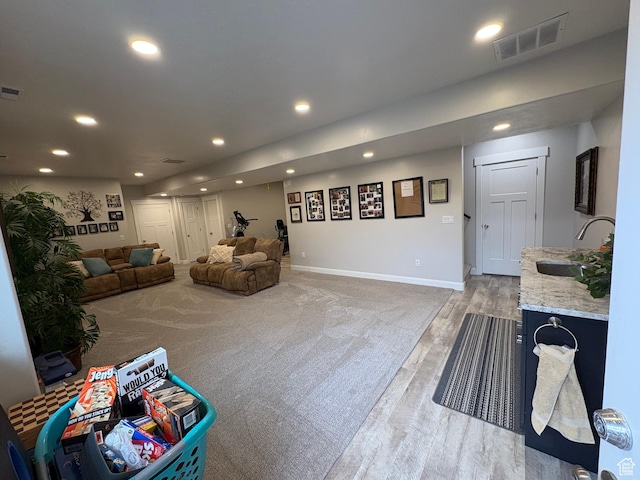 765 E Union St, Manti, UT 84642 - living area with recessed lighting, baseboards, and light wood-style floors