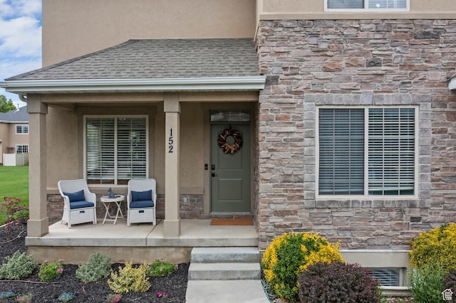 152 S 930 E, American Fork, UT 84003 - view of exterior entry with stone siding, covered porch, and stucco siding