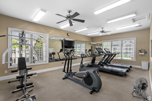 152 S 930 E, American Fork, UT 84003 - exercise room featuring baseboards, carpet, and ceiling fan