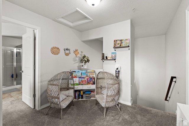 152 S 930 E, American Fork, UT 84003 - living area featuring attic access, an upstairs landing, carpet floors, and baseboards