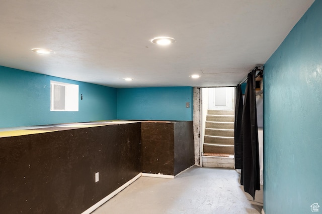 1190 E Sherman Ave S, Salt Lake City, UT 84105 - bar area featuring concrete flooring, stairway, and recessed lighting