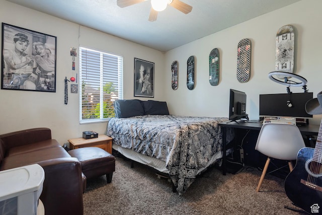 4952 W Buffalo Ct S, Riverton, UT 84096 - bedroom featuring carpet, a desk, and ceiling fan