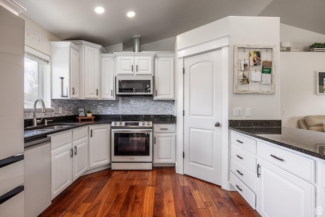 455 N 100 W Unit C-80, Kamas, UT 84036 - kitchen featuring stainless steel appliances, white cabinets, dark wood-type flooring, and recessed lighting