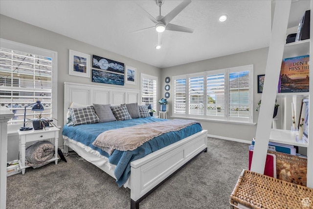 519 W 40 N, Orem, UT 84057 - carpeted bedroom with baseboards, a ceiling fan, recessed lighting, and a textured ceiling