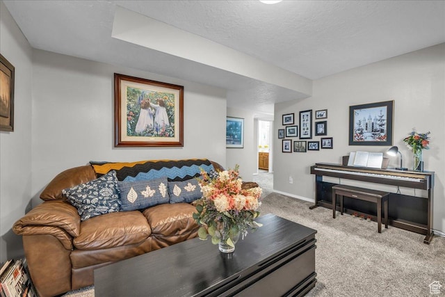 519 W 40 N, Orem, UT 84057 - living room with carpet flooring, baseboards, and a textured ceiling