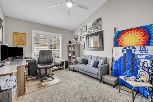 519 W 40 N, Orem, UT 84057 - office with a ceiling fan, carpet floors, and vaulted ceiling