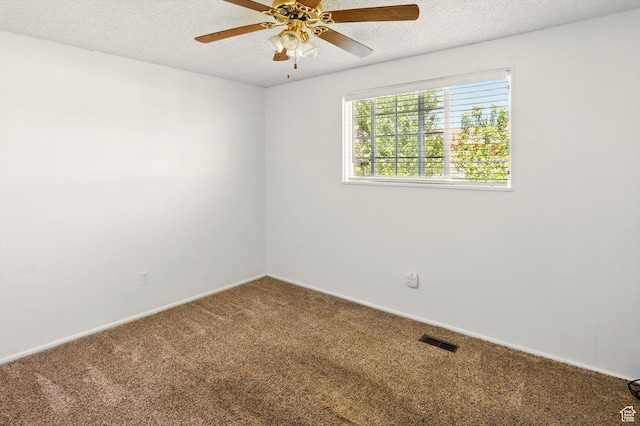 2226 W 1000 N, Tremonton, UT 84337 - empty room featuring carpet flooring, a textured ceiling, a ceiling fan, and baseboards