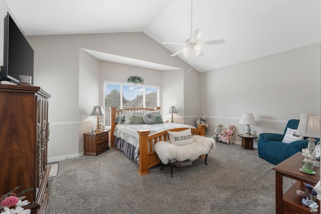 1169 W Bateman Dr, West Jordan, UT 84084 - bedroom with carpet, lofted ceiling, a ceiling fan, and baseboards