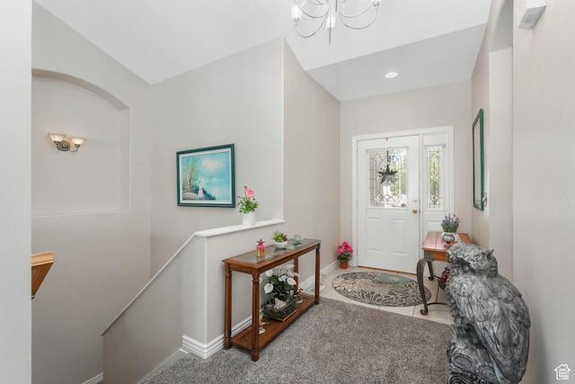 1169 W Bateman Dr, West Jordan, UT 84084 - foyer featuring baseboards, a chandelier, and recessed lighting