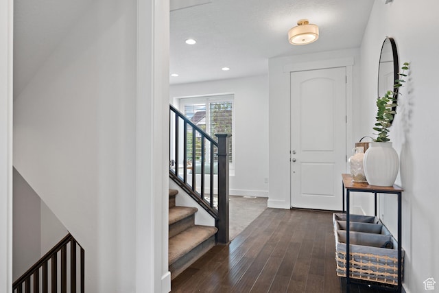 296 E 12025th St S, Draper, UT 84020 - entrance foyer with dark wood-style floors, stairway, recessed lighting, and baseboards