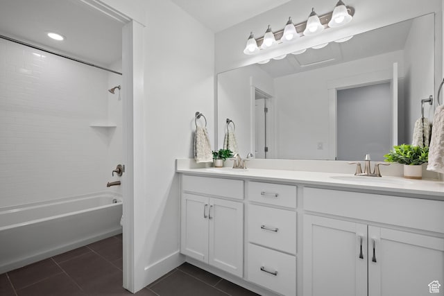 296 E 12025th St S, Draper, UT 84020 - bathroom featuring double vanity, tile patterned floors, bathtub / shower combination, and baseboards