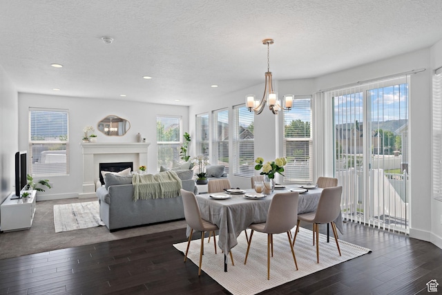 296 E 12025th St S, Draper, UT 84020 - dining room featuring wood-type flooring, a textured ceiling, a chandelier, plenty of natural light, and recessed lighting