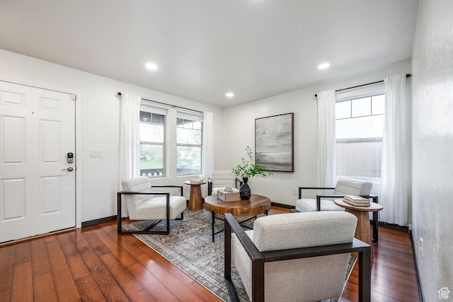 1189 E Fox Crest Dr, Park City, UT 84098 - living room with dark wood-style floors and recessed lighting